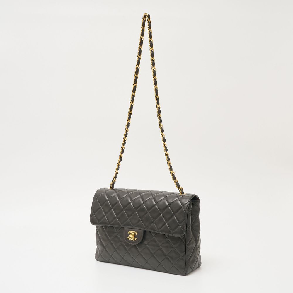 Chanel Big Bag Matelasse Mark Coco Shoulder Black Lambskin